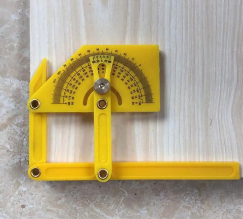Top Shelf Dead On Accurate Plastic Protractor Angle Finder With Measuring Arm Ruler Tool Features 0 To 180 Degree Range on wood