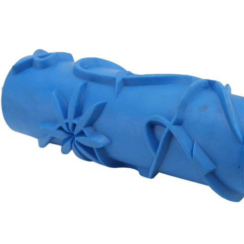 Premium Pattern Paint Roller With Soft Rubber Head for Walls and Ceilings, 12.7 cm blue rubber head with decorative texture.