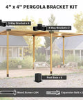 4" x 4" Pergola Bracket Kit includes 3-way and 4-way heavy duty steel brackets with expansion screws for easy assembly.