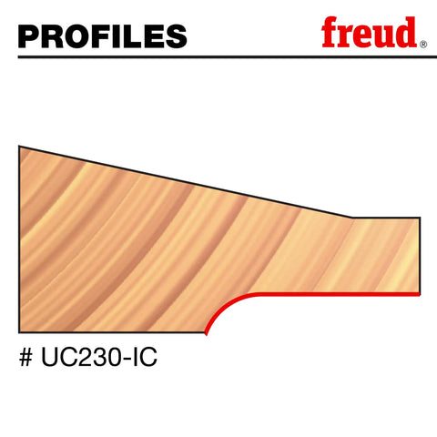 Profile diagram for Insert Backcutter For Double Raised Panels, 3/4 Inch Stock, highlighting 13/64 Inch Radius, red anodized edge