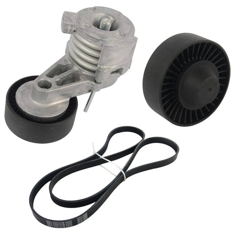 Heavy Duty V Belt Drive Kit Alternator Pulley Tensioner Set For BMW 1 3 5 E81 E90 E60 X3 X5 Z4 Replaces 11288624196 Ap03 with belt and pulleys