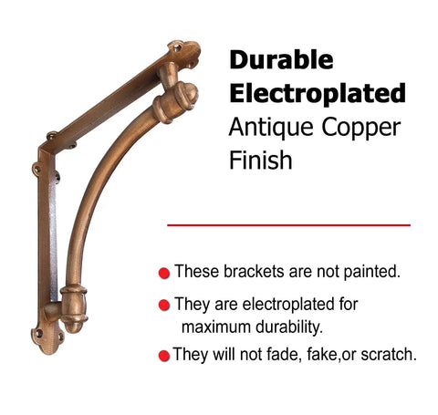 Heavy Duty Copper Cast Iron Shelf Brackets Two Pack 9.6 By 1.7 By 9.6 Inches Half Round Decorative Mounting Brackets For Strong Shelves