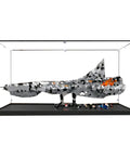 Premium Acrylic Display Case For Lego 76354 Aircraft Carrier Kit showcasing a Lego model in a stylish black enclosure.