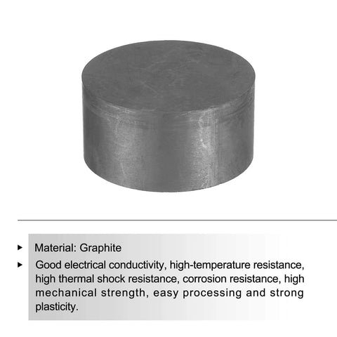 Round Pro Grade Graphite Block Disk Ingot High Purity Graphite Electrode Plate Sheet 50 By 25 Mm for melting, casting, and electrolysis.