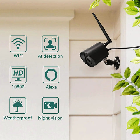 2 Pack Outdoor WiFi Security Cameras 2K Night Vision Motion Detection IP66 Waterproof Cloud Storage Alexa Compatible For Home