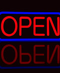Ultra Bright 21 By 10 LED Open Sign With Remote Control Lit Daylight Visible Neon Open Sign In Blue And Red Energy Efficient