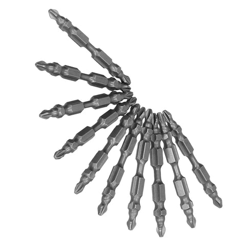 Rock Solid 10 Piece Double End Screwdriver Bit Set Made From High Speed Steel With Hex Shank For Electric Drills And Hammers Plus CNC Machined Hardware Tool Kit For Tough Jobs, 10 double-end bits on white
