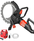 Heavy Duty Concrete Ring Saw Beast With 8900W Motor And Water Fed Dust Control showing saw with titanium blade and accessories.