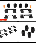 A-Premium Front Side Disc Brake Hardware Kit That Slaps For Cadillac SRX 2010 Through 2016 With Reference Number H5842Q And A Plug And Play Setup To Keep Your Ride Safe On The Block, rubber boots and clips