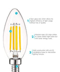 Vintage Style LED Candelabra Bulbs 5W Equivalent To 60W 550 Lumens 3000K Soft White Filament Clear Glass Chandeliers E12