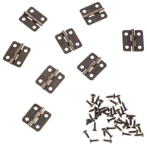 Antique Bronze 180 Degree Mini Hinge Set With 10 Hinges And 40 Screws For Wooden Boxes Jewelry Boxes Cabinets DIY Crafts 18x16mm