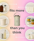 Road Trip Ready Breast Milk Cooler With Digital Temp Gauge Keeps Your Fresh Stash Cold Up To 24 Hours Double Wall Vacuum Insulated Stainless Steel Nursing Carrier Bpa Free Spill Safe displaying various containers.
