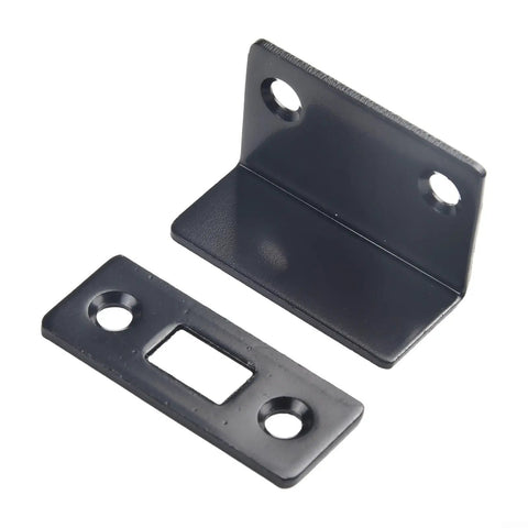Ultra Slim Magnetic Cabinet Catch for Doors and Closets, black stainless steel latch with screws, 4 pack, modern design