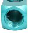 Front view of Half Inch Pt Thread 3 Way Quick Connect Air Pneumatic Manifold Block Splitter, corrosion-resistant design.