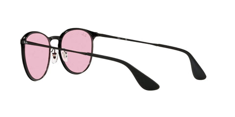 Unisex Erika Round Metal Sunglasses With Evolve Photochromic Pink To Blue Lenses, Black Frame, 54mm, side view