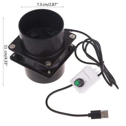 Adjustable USB Solder Smoke Absorber With ESD Fume Extractor Fan and control dial, 11cm height, 7.3cm diameter USB connection.