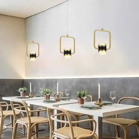 Modern Crystal Pendant Light With Dimmable LED, Brushed Brass And Black Finish, 15W Hanging Fixture For Kitchen Island, Dining Room, Bedroom, Living Room, Bar, Lit Vibe And Easy Install