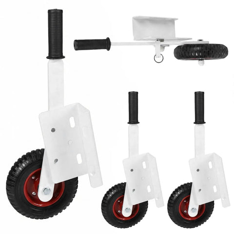 Smooth Rolling No Sweat Soccer Goal Dolly With High Lift Puncture Proof Tires; heavy duty dolly with rubber wheels and gripping handles.