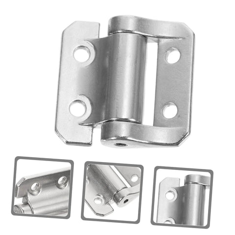 Front view of GLEAVI heavy-duty cabinet door hinge with damping, silver metal for kitchen cabinets.