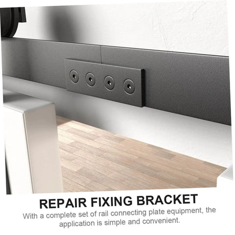 Track Connecting Plate For Barn Door Rails In Carbon Steel With Smooth Finish Easy Installation And Heavy Duty Strength Reliable Metal Track Brackets For Rock Solid Rail Connections installed on a sliding door rail.