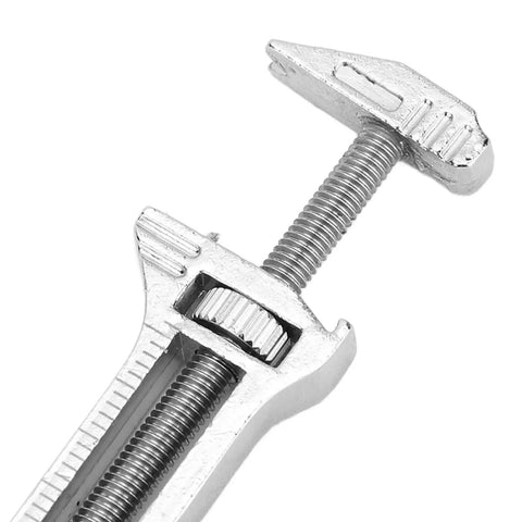 Close-up of Mini Multitool Wrench With Bottle Opener And Nail Puller 2.8 Oz Alloy Steel 6 In 1 Measuring Caliper tool