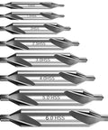 8 Piece Center Drill Bit Set For Lathe Work, Pro Grade HSS Center Drill Bits With 60 Degree Countersink, Sizes 1.0 to 6.0 mm