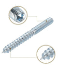 Solid M6 X60mm Hanger Bolts And Heavy Duty Self Tapping Wood Dowel Screws Coupled With Eight M6 Hex Inserts close-up view of threaded screw