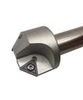 Zouzmin chamfering tool holder with 3/4-inch shank and replaceable carbide insert, front view