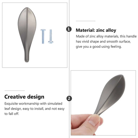 Dope Loquat Leaf Zinc Alloy Cabinet Pulls And Drawer Handles Set In Pearl Gray Finish with screws included