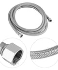 Flexible hose for Toilet Bidet Attachment Kit With Hot And Cold Water Diverter Valve, showing braided design and connector close-ups.