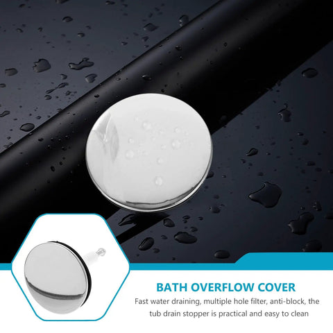 Bathtub Drain Stopper with Rotating Design and Silicone Seal Ring on wet surface, showcasing shiny finish and practical overflow cover.