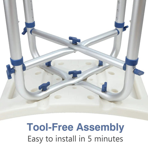 Heavy Duty Shower Stool With 500 Lb Capacity Tool Free Assembly Anti Slip Bath Chair Height Adjustable Narrow Design base view
