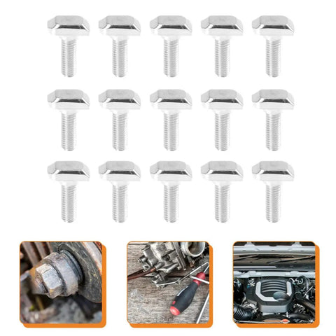 50 Piece M8x25 T Slot Hammer Head Bolt And Tee Nut Kit For Aluminum Extrusion Frames Build With Hella Sturdy Carbon Steel Construction And No Sweat Installation For 3D Print Shop Builds: M8 bolts arranged in rows with textured heads.
