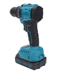 Heavy Duty Brushless Cordless Drill Packing Real Knuckle Crack Torque And Seamless Handling Crafted Tough To Hustle Through Tricky Diy Builds Quick Featuring A Beefy Metal Chuck That Holds Firm Every Time, side view showing battery and grip.