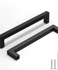 Matte Black Cabinet Handles 30 Pack Square Drawer Pulls Six And One Quarter Inch Center To Center 160mm for cabinets, screws included
