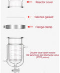 Heavy Duty Three Port Double Jacketed Open Reactor With G2 Sand Filter And PTFE Diverter Valve For High Speed Solid Liquid Separation showing reactor cover, silicone gasket, and flange clamp.