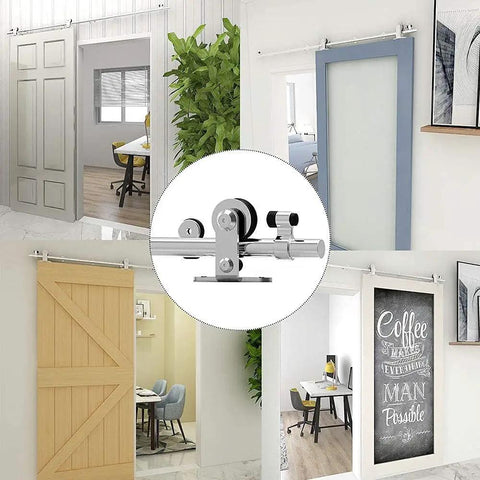 6.6 Ft Sliding Barn Door Hardware Kit Heavy Duty Top Mount Stainless Steel Track for Single Wood Door in Various Interiors