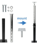 2 Piece Adjustable Steel House Jack Post For Foundation Leveling 19 To 36 Inch Extension Built Like A Tank 4400 Pound Load Capacity black and zinc coated with mounting hardware