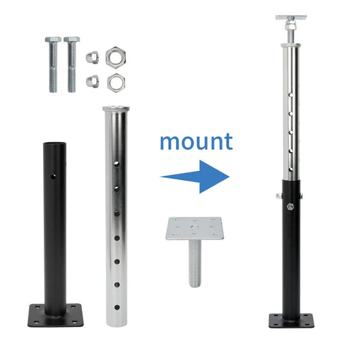 2 Piece Adjustable Steel House Jack Post For Foundation Leveling 19 To 36 Inch Extension Built Like A Tank 4400 Pound Load Capacity black and zinc coated with mounting hardware