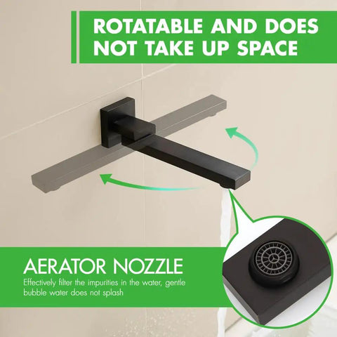 Shower Faucet System, 10-Inch Rain Head, 2-in-1 Handheld, Matte Black with rotatable aerator nozzle and sleek design.