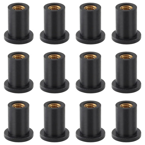 12 Pack M4 Rubber Well Nuts Neoprene Expansion Brass Fasteners For Motorcycle Fairings And Watercraft Sealing Holes