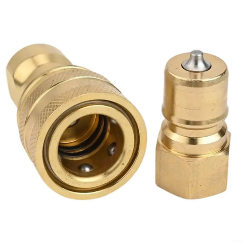 Bad Ass Solid Brass Hydraulic Quick Disconnect Coupler Adapter Fitting 3 8 Inch Bspt Thread High Pressure Rating Up To 500 Bar No Leaks For Truck Mounted Carpet Cleaning Machinery And Industrial Hydraulics Double Seal Tech Tough No Sweat Build brass coupler