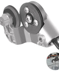 Drill Nibbler Sheet Metal Cutter With Titanium Steel Gears for fast cutting action, showing gear mechanism and drill attachment.