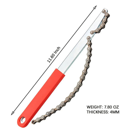 Chain whip included in All In One Bike Cassette Tool Set Pro Grade With Chain Whip And Freewheel Lockring Removal, red handle