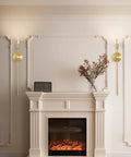 Sleek Gold Wall Candle Sconces Set Of Two Large 23 Inch Modern Light Fixtures For Bedroom Dining Room And Living Room Chic Home Decor That Delivers Major Flex Ambiance Always mounted beside a fireplace.