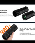 Astrophotography Kit With Petzval Lens APO And Off Axis Guider M48 Filter Drawer F4.5 Fast Aperture 203mm Focal Length Refractor Telescope support, showing reversible lens hood and weight 980g for EAF installation.