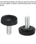 Killer M4x10mm Knurled Thumb Screws 20 Pack Black Steel Hand Grip Bolts, showing knurled head design for easy grip.