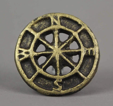 Aged Bronze Compass Rose Drawer Pulls Set Of 12, Durable Cast Iron Cabinet Hardware Knobs For Rustic Home Decor, front view