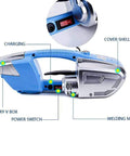 Heavy Duty Electric Strapping Machine With Hot Melt Welding and Adjustable Tension, showcasing charging and control features.