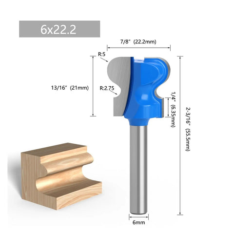 Kick It Up A Notch With This Double Finger Molding Router Bit! 6mm shank cutting tool with smooth wood profile design.